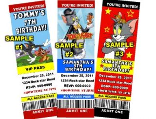 Tom and Jerry Birthday Party Ticket Invitations 84¢ Ea