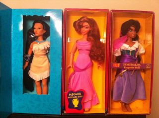 Disney Applause Keepsake Doll Set Esmeralda Pocahontas Megara 15 RARE