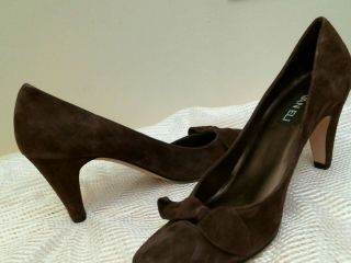 Vaneli Heels Size 10 N Leather Dress Casual Career Shoe Brown Suede