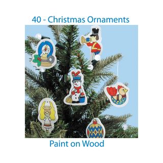  Wood Christmas Ornaments Unfinished Wooden DIY 40 pc Kit Set Your Own
