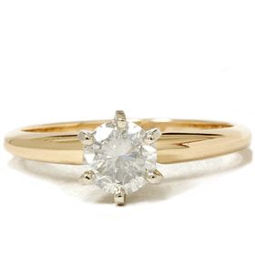 65 Carat 14k Yellow Gold Diamond Solitaire Engagement Ring Round