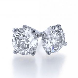  00 Carat Each D vs Genuine Diamond Stud Earrings 14k White Gold
