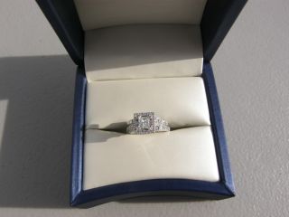 50 E VVS2 Princess Diamond Halo Engagement Ring with Band