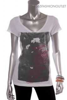 New DKNY JEANS Womens Ladies Vneck Letter & Picture Print Tshirt Top