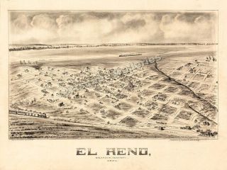 El Reno OK 1891 Historic Panoramic City Map 18x24
