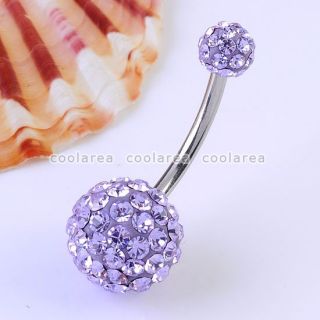  Czech Crystal Double Ball Navel Ring Belly Button Body Piercing