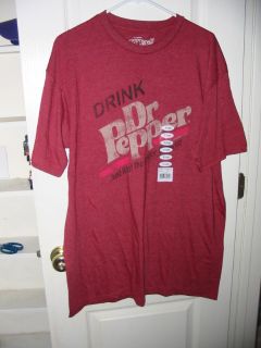 New Mens Drink Dr Pepper Tee Logo Red Heather T Shirt size L large NEW