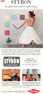 Girl in White Bouffant Petticoat Styron Dow Plastics Wall Tile 1955