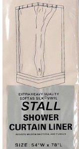 Stall Size Vinyl Shower Curtain Liner 54 Wide x 78