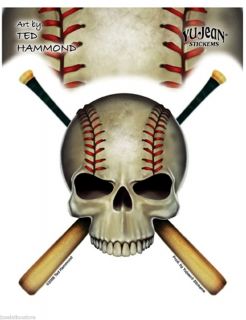 Baseball Skull Sticker Geared Up and Ready to Take The Field 4 75 x