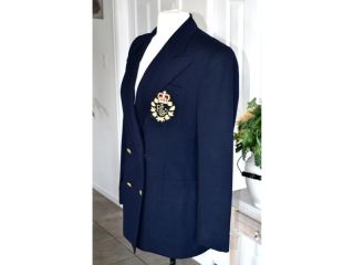 Ralph Lauren Vtg 80s Navy Crest Preppy Military Boyfriend Wool Jacket