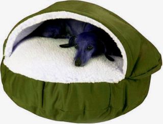 Large 35 Round Olive Thick Pet Cave Dog Bed Xtra Pad