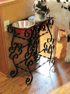 26 Wrought Iron Elevated Dog Bowl Feeder Stand