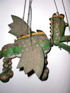  old wooden burmese green dragon puppet this is a rare wooden puppet