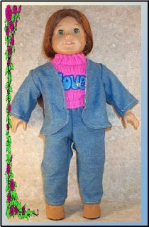 Doll Clothes Jacket Pants Sweater Love Set Fit American Girl New 18