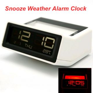cool digital led snooze weather alarm clock lcd cool night light table