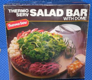  Serv Salad Bar with Dome and Lazy Susan 7 Containers 1 Salad Bowl Lids
