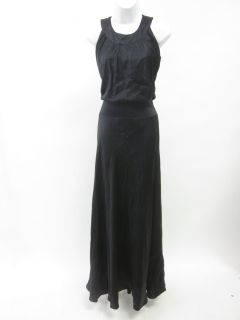 domenico vacca black silk sleeveless ruched dress 42