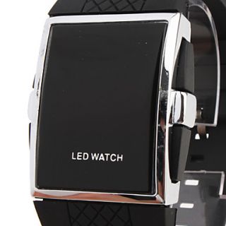  Fashion Casual Red LED Silicone Band Wrist Watch Black Womens Mens