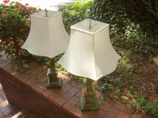  Oeil Malachite Marble Lamps Hollywood Regency Chapman Era