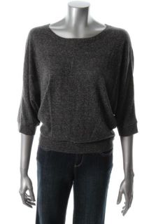  Heathered Ribbed Crew Neck Doman Sleeve Pullover Sweater Top XS