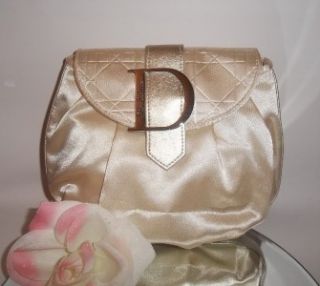 Christian Dior Parfums Makeup Cosmetic Bag Travel Case Gold Color New
