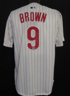 DOMINIC BROWN Phillies Autographed/Signed Jersey PSA/DNA Size 50