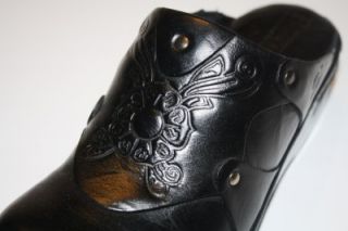 Womens Shoes Born Coraline Platform Clogs Mules Black Leather Studs