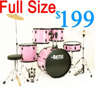 New Princess Pink Drum Set w Cymbals Stands Full Size