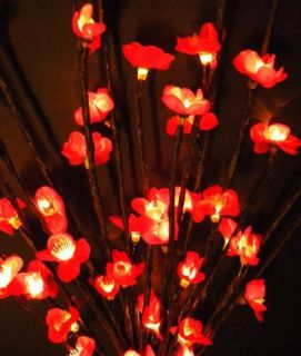 Lighted Dark Pink Plum Flower Tree Branch 60 Lights 34 Light Red