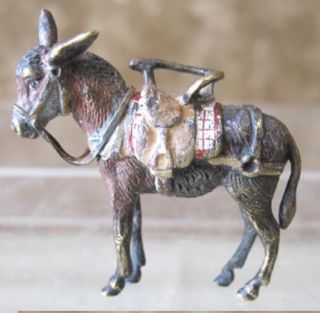 Vintage Cold Painted Bronze Donkey Side Saddle Fine Detail