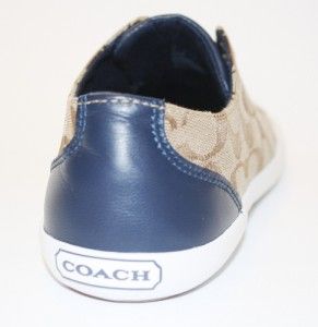  Authentic Coach Q1536 Lucey C Signature Sneaker Khaki Navy 7 0