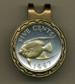 Gold on Silver Bermuda Angel Fish Golf Ball Marker on A Visor Clip