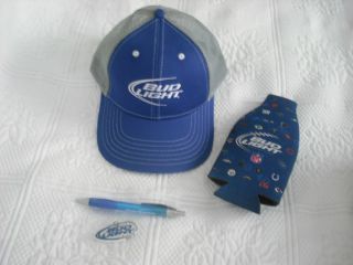 Bud Light Beer Fantasy Football Draft Kit Lot of 4 Hat Coozie Keychain