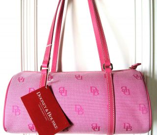 NWT $175 Dooney Bourke hot pink signature shoulder barrel tote purse