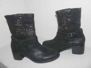 Vince Camuto Donato Black Studded Leather Motorcycle Ankle Boots 8 5