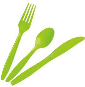Lime Green Heavy Duty Plastic Cutlery Assort 24 Pack