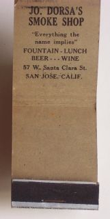 1940s Matchbook National Bank Dorsas Smoke San Jose CA