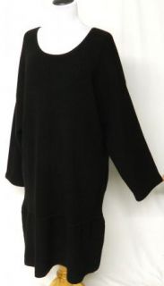 DKNY Donna Karan Size L Black MERINO Wool SWEATER Ribbed Dress