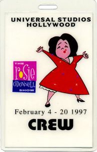  laminated backstage pass for the ROSIE ODONNELL SHOW from 1997