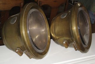 RARE Matched Pair Stevens Duryea Brass c1913 Headlights Headlamps