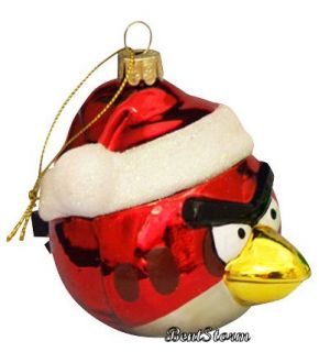  Birds Santa Claus Hat Red Bird Blown Glass Christmas Ornament
