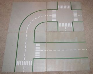 Lego City Town 32 x 32 Gray Thin Base Plate Road Intersection Worn 3