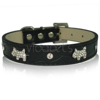 11 black leather rhinestone dog collar small s casual