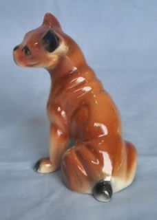 Vtg Boxer Dog Hand Painted Art Pottery Figurine Unknown