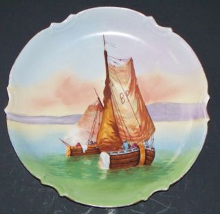  Painted 10 inch Sail Boat Plate Charger Artist Signed Duval