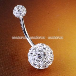  Czech Crystal Double Ball Navel Ring Belly Button Body Piercing