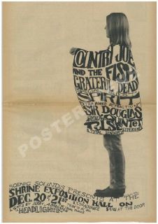Grateful Dead Doug Sahm Shrine Concert Ad Poster 1968