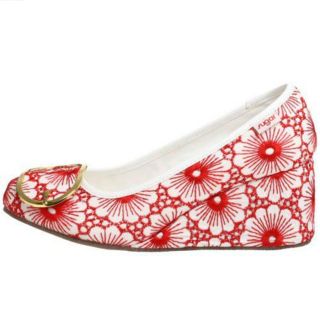 Sugar Nancy Drew Womens Buckle Wedge Heels Shoes 9 Medium M Red Casual