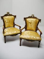 Dollhouse Famous Maker Furniture Victorian Arm Chairs
